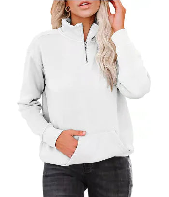 Casual Solid Loose Pullover Sweater – Relaxed Fit with Half-Open Collar