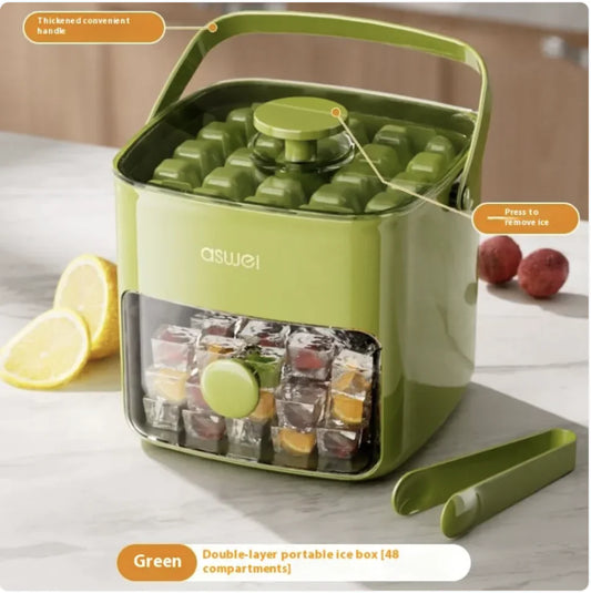 48-Grid Large Capacity Ice Cube Mold – Double-Layer 1L Ice Tray