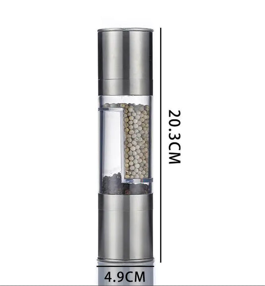 Stainless Steel Double-Headed 2-in-1 Pepper Grinder – Dual Spice Mill