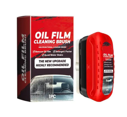 Car Window Glass Cleaner with Brush – Oil Film & Stain Remover