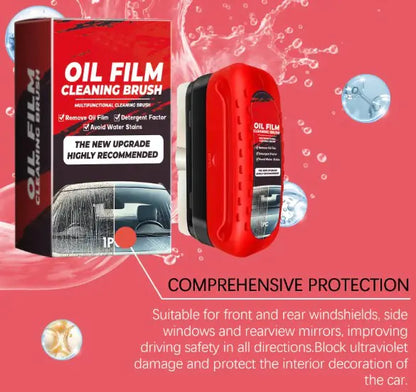 Car Window Glass Cleaner with Brush – Oil Film & Stain Remover